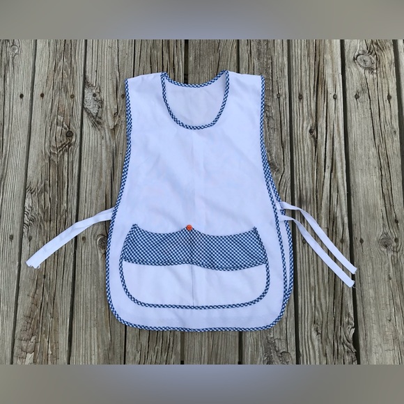 Vintage Craft Paint Cashier Smock Free Waist Pocket Pinafore Apron Craft Show - Picture 9 of 9